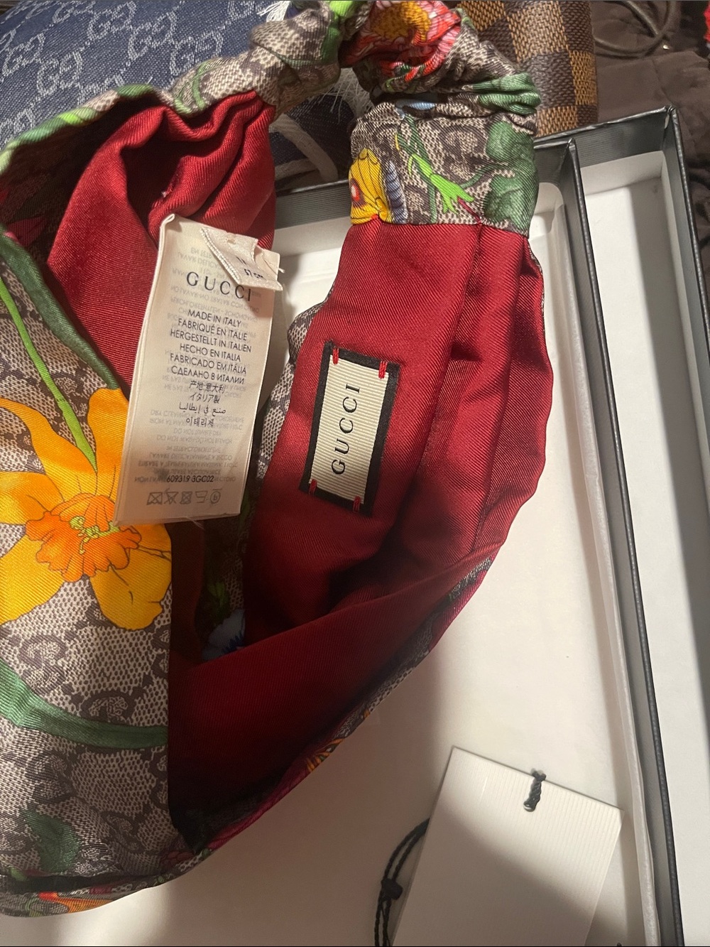 Gucci Multicolor Floral Twist Headband with Red Lining - Picture 8 of 8